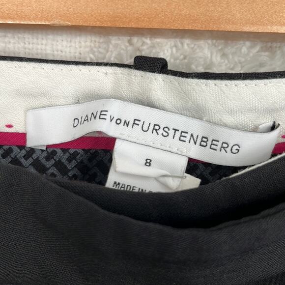 Diane Von Furstenberg Black Wool Blend Trousers Size 8 - Picture 3 of 11